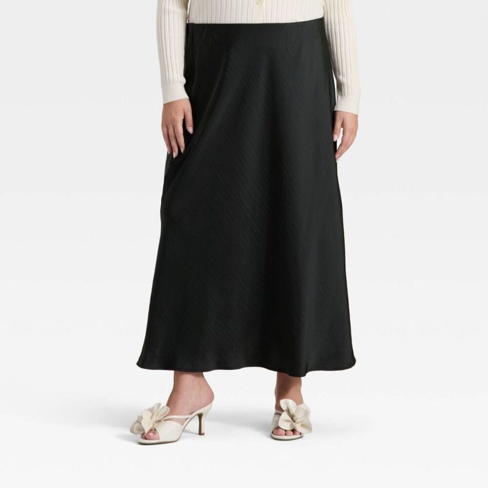 Women's Maxi Slip A-Line Skirt - A New Day Black XXL